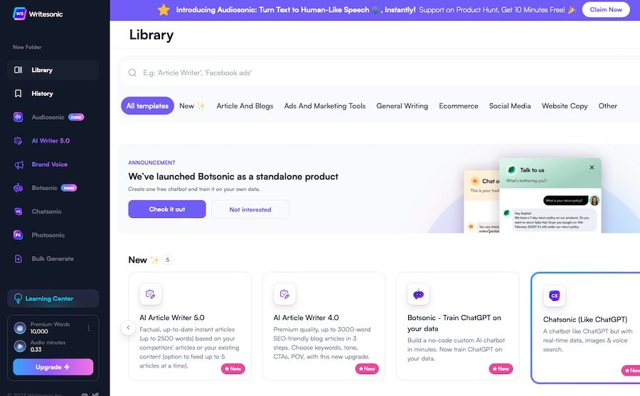 writesonic_dashboard